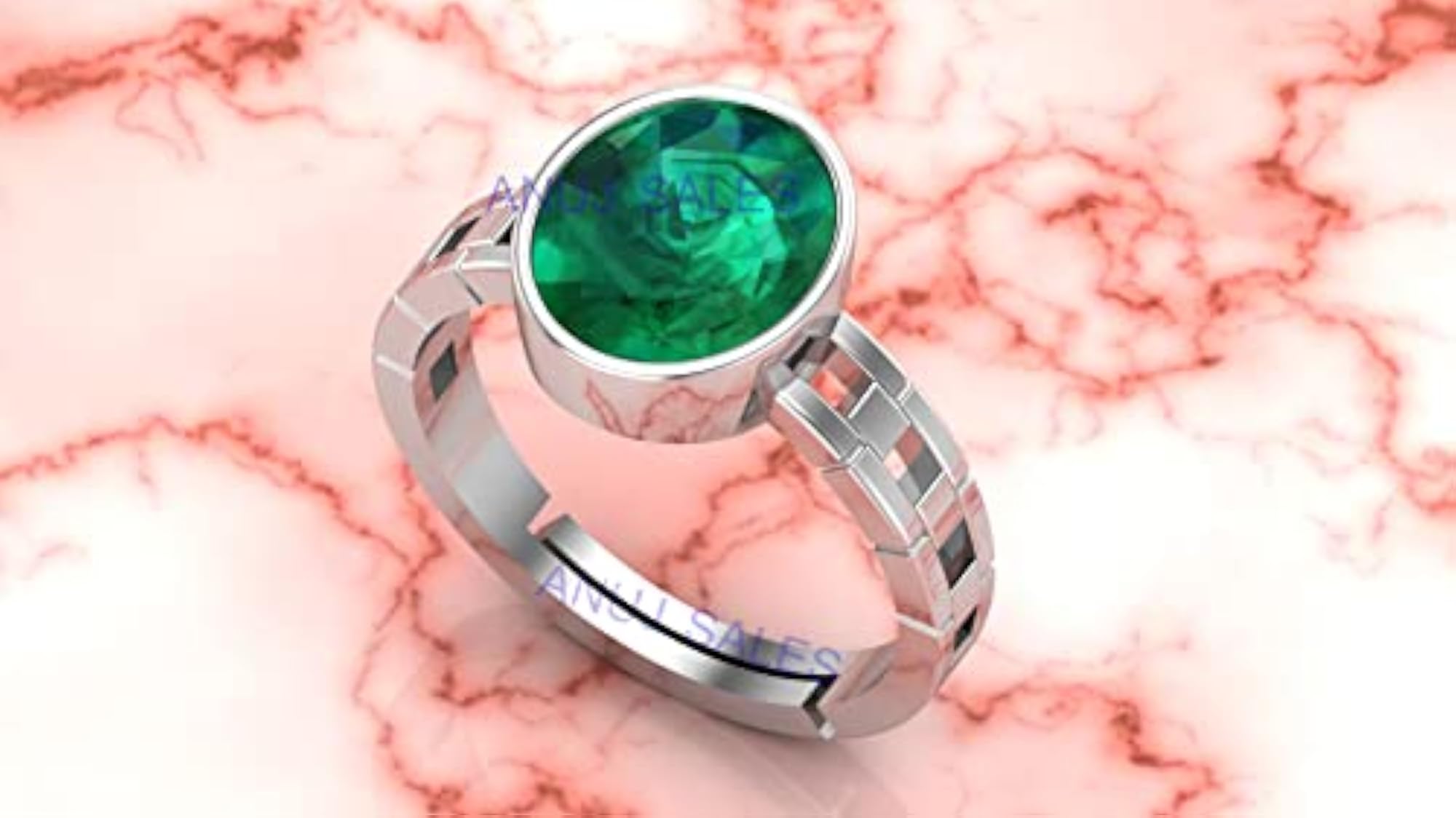 15.00 Ratti Natural Emerald Silver Plated Adjustable Ring